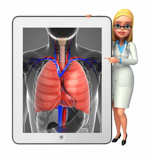 Doctor joven con anatomía pulmonar — Foto de Stock