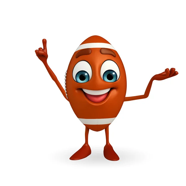 Rubgy ball character is pointing — Stock Photo, Image