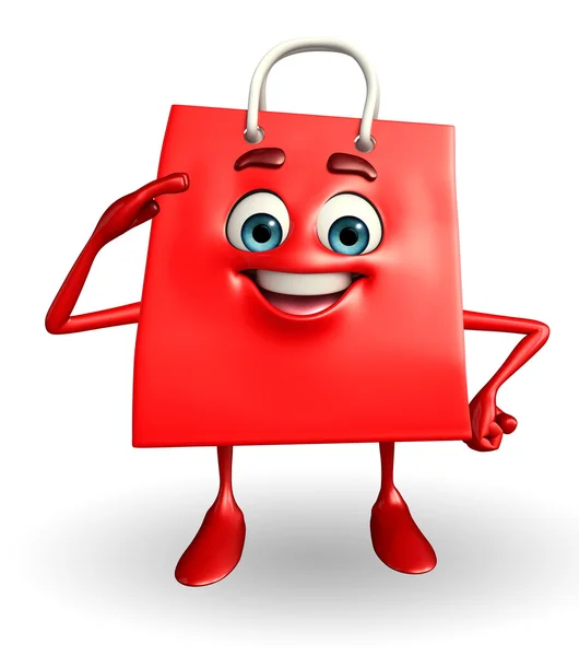 Shopping bag character with salute pose — Stock Photo, Image