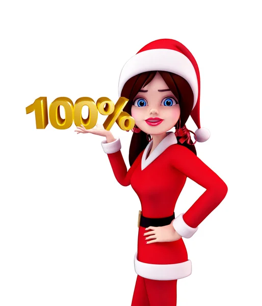 Персонаж Санта-Герл со 100-процентным знаком — стоковое фото