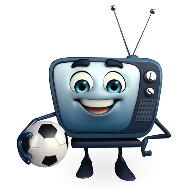 TV character with football — Stock Photo, Image