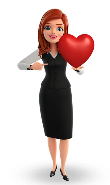 Young Business Woman with heart — Stock Photo, Image