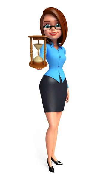 Office meisje met zand klok — Stockfoto