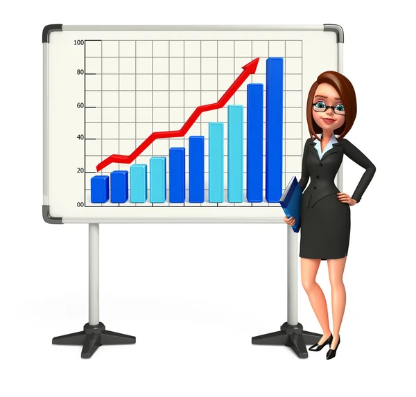 Young Business Woman with business graph — Stock Photo, Image