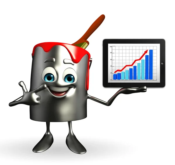 Paint Bucket Character with Business graph — Stock Photo, Image