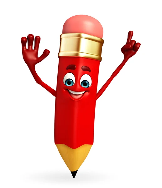 Pencil Character is pointing — Stock Photo, Image