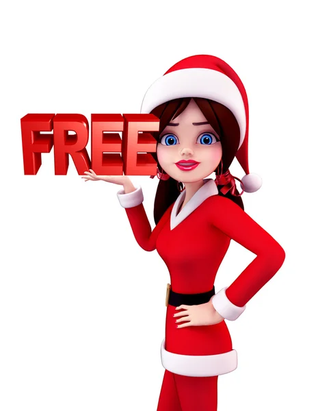 Santa Girl Character with free sign — Stock Photo, Image