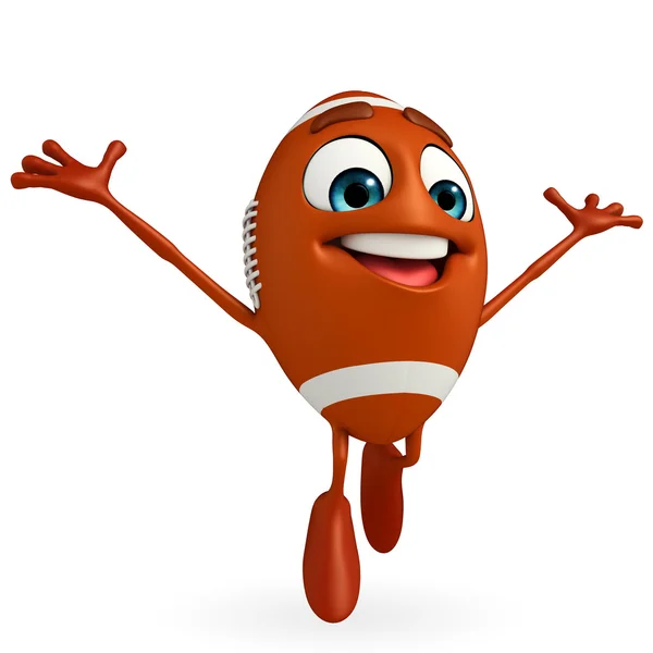 Rubgy ball character with jumping — Stock Photo, Image