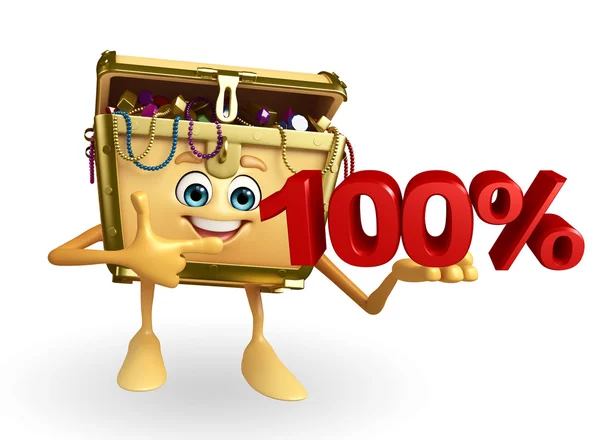 Personaggio della scatola del tesoro con segno percentuale — Foto Stock