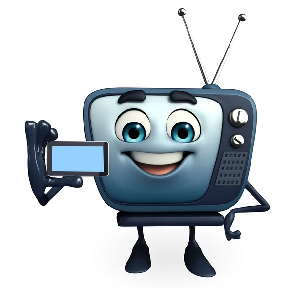 TV character with mobile — Stock Photo, Image