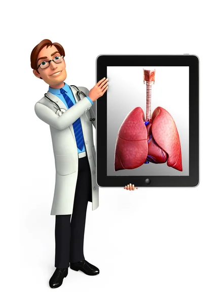 Doctor joven con anatomía pulmonar — Foto de Stock