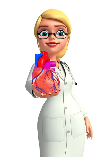 心臓解剖学を持つ若い医者 — ストック写真