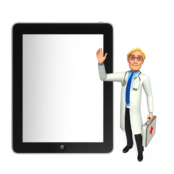 Young Doctor with tab — Stock Photo, Image
