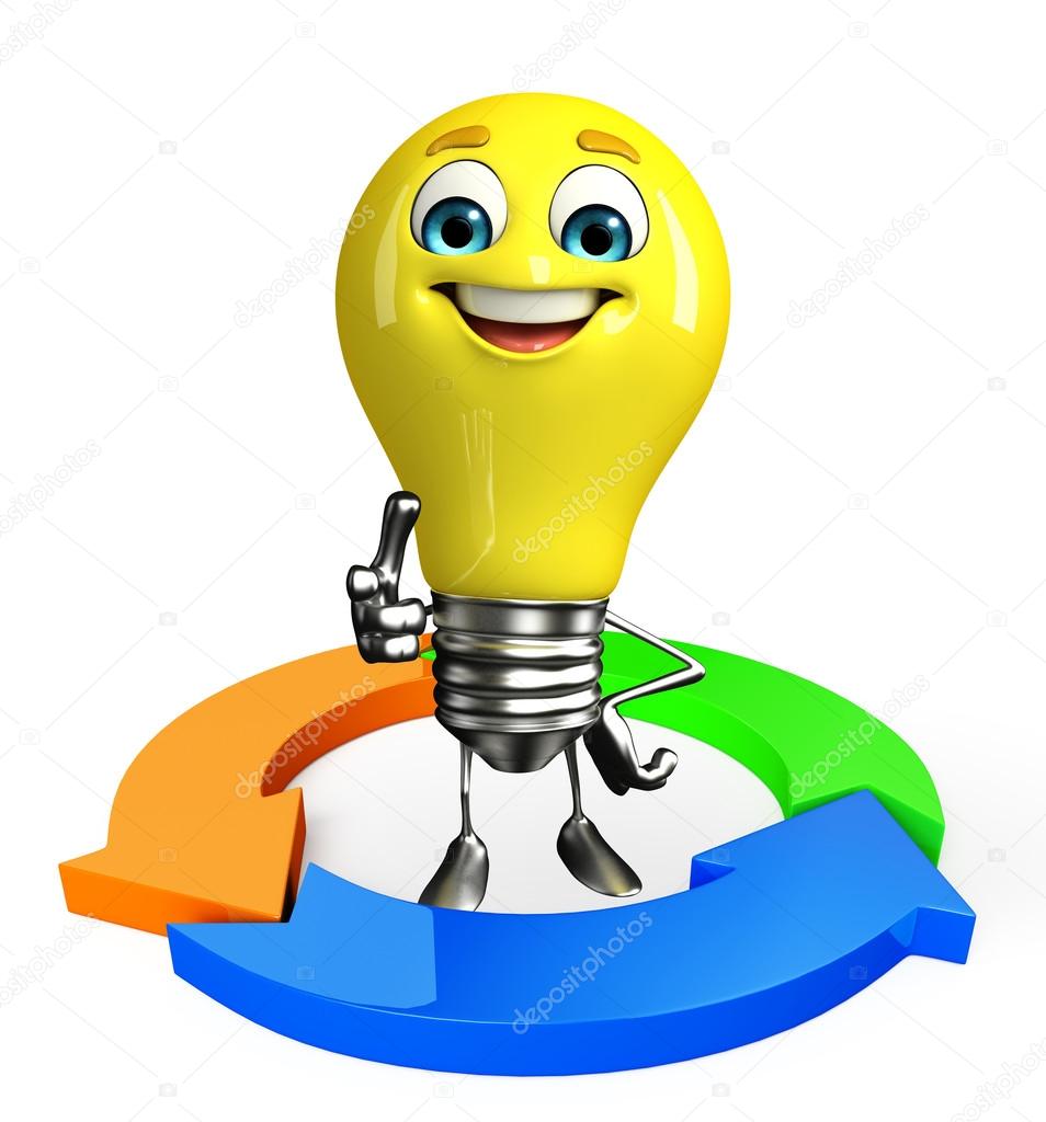 Light Bulb Character with arrow
