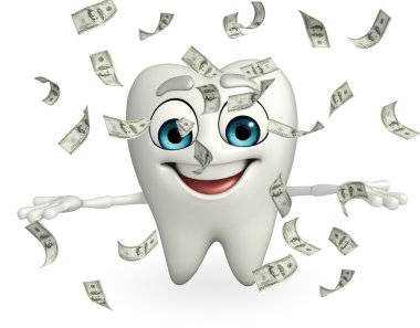 Teeth character with dollars clipart