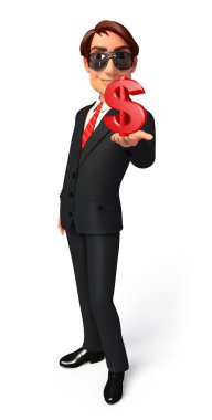 dolar işareti olan genç iş adamı