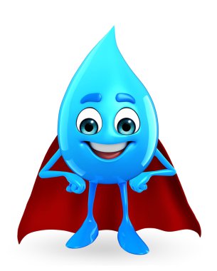 Super Water Drop Character clipart