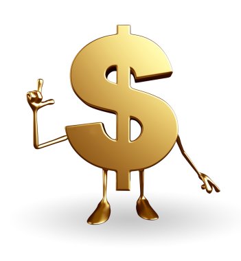 Doları karakteri işaret poz ile
