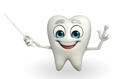 Teeth character is pointing  clipart
