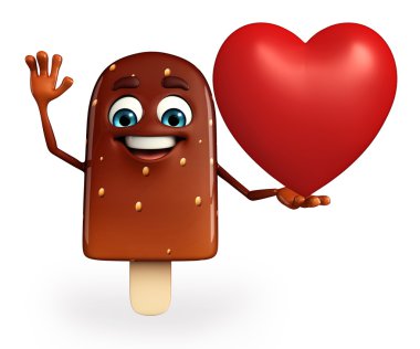 Şeker karakter ile kırmızı kalp