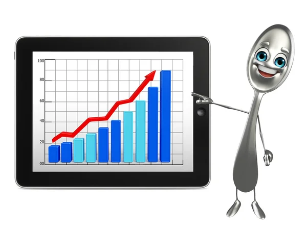 Sked karaktär med business diagram — Stockfoto