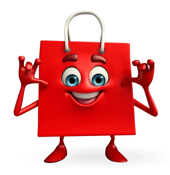 Poz alay ile alışveriş çantası karakter — Stok fotoğraf