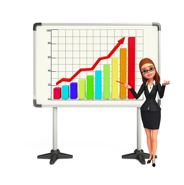 Young Business Woman with business graph — Stock Photo, Image