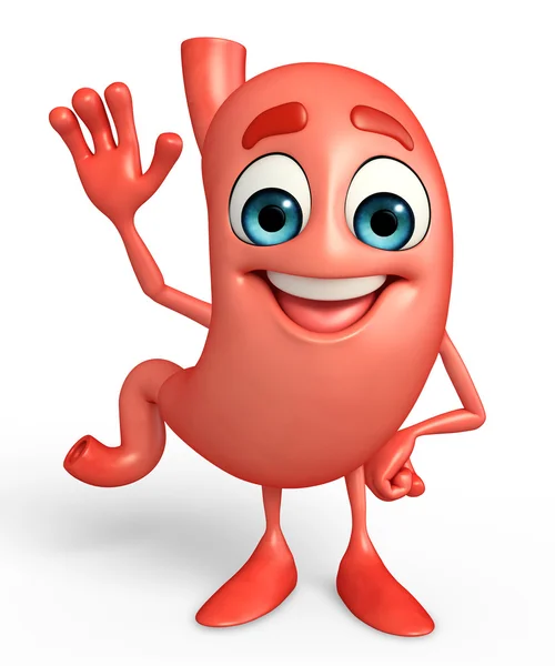 Cartoon Character of stomach with hello pose — Stock Photo, Image