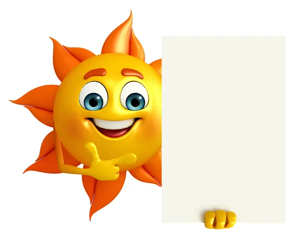 Sun Character With sign board — Stock Photo, Image