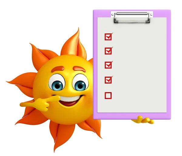 Sun Character With Notepad — стоковое фото
