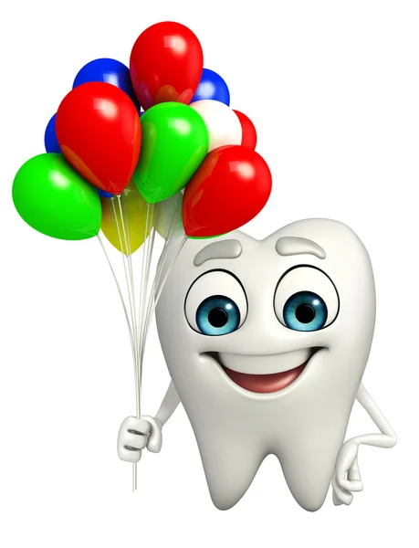 Tanden karakter met ballon — Stockfoto