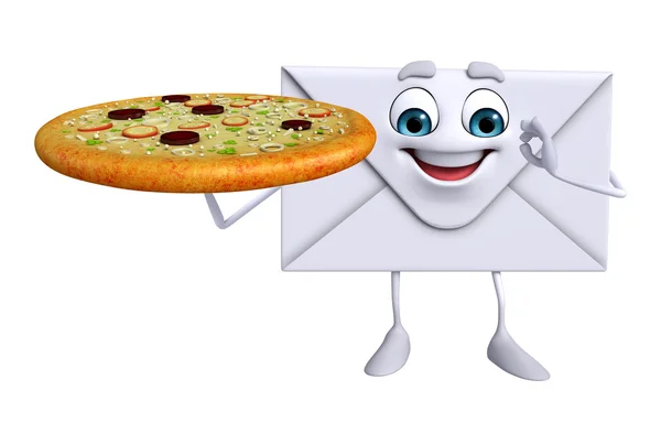 Carácter de correo con pizza — Foto de Stock