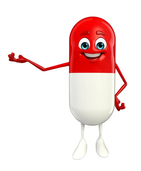 Pill Character is presenting — Stock Photo, Image