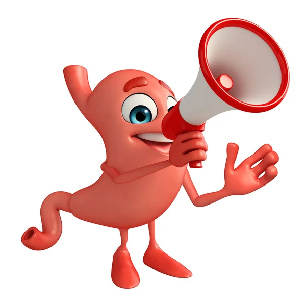 Cartoon Character of stomach with loudspeaker — Stock Photo, Image