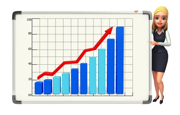 Office dívka s obchodní graf — Stock fotografie