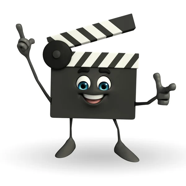 Clapper kurulu karakteri işaret poz ile — Stok fotoğraf