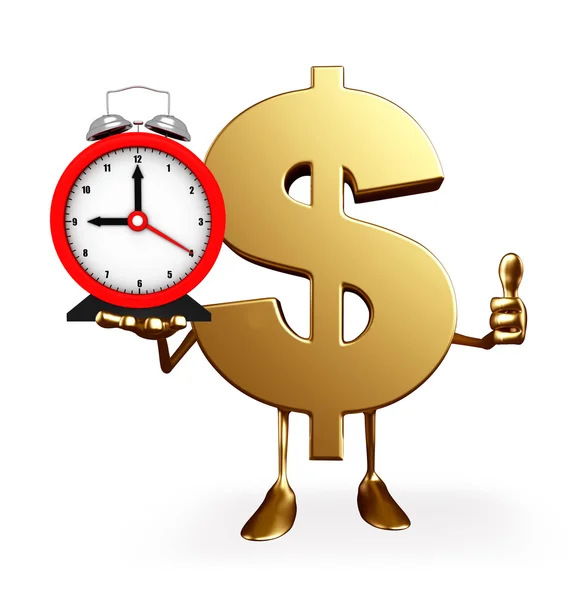 Dollar Character with table clock — Stock Photo, Image