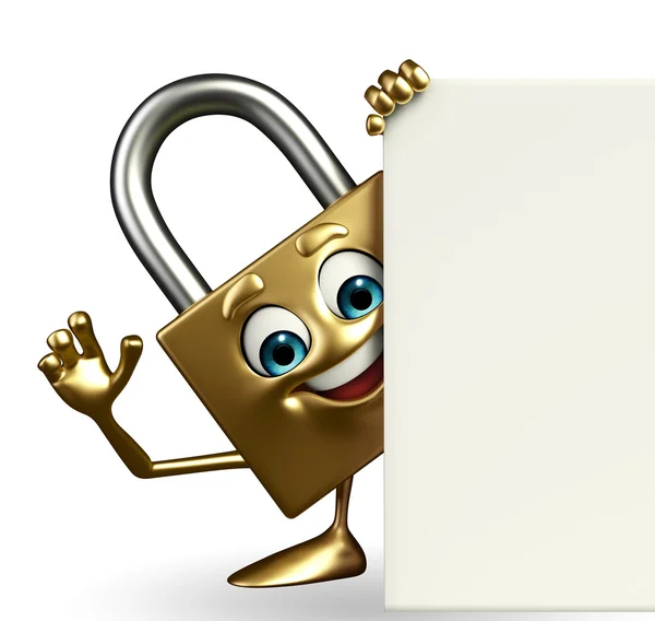 Lock Character with sign — Stock Photo, Image