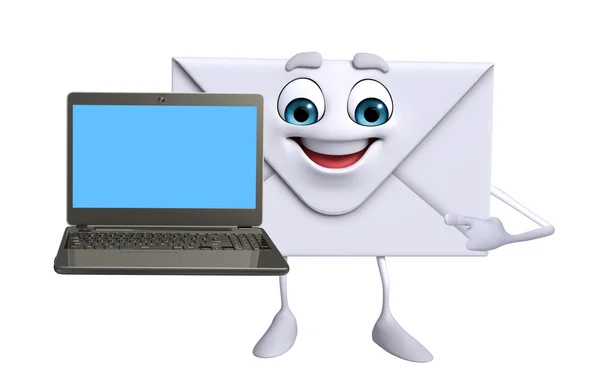 Personaje de correo con ordenador portátil — Foto de Stock