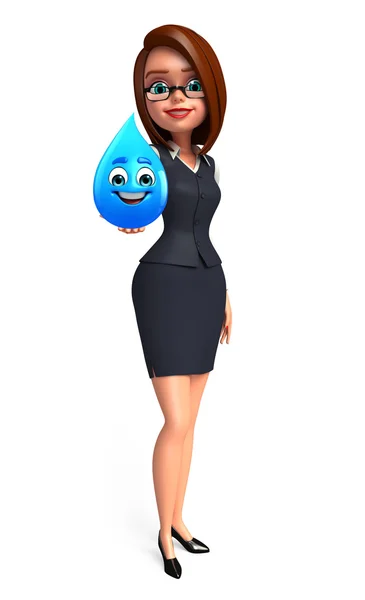 Young office girl with water drop — Stock Photo, Image