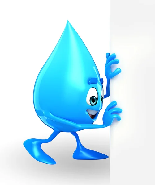 Water Drop Character with sign — Stock Photo, Image