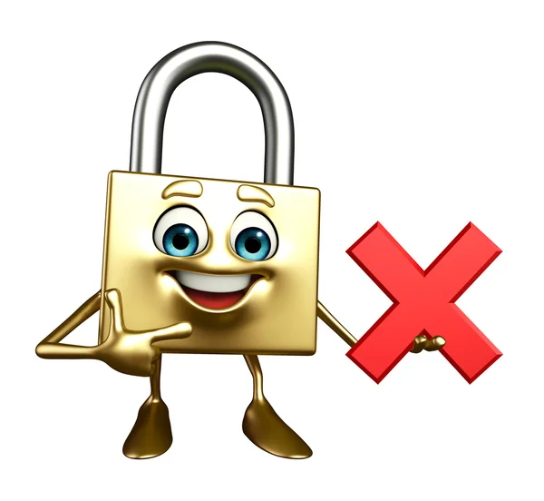 Lock Character with cross sign — Stock Photo, Image