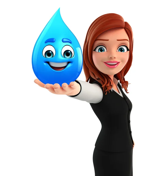 Giovane donna d'affari con goccia d'acqua — Foto Stock
