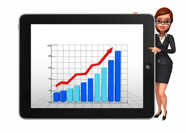 Young Business Woman with business graph — Stock Photo, Image