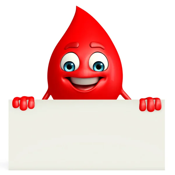 Bloed Drop karakter met teken — Stockfoto