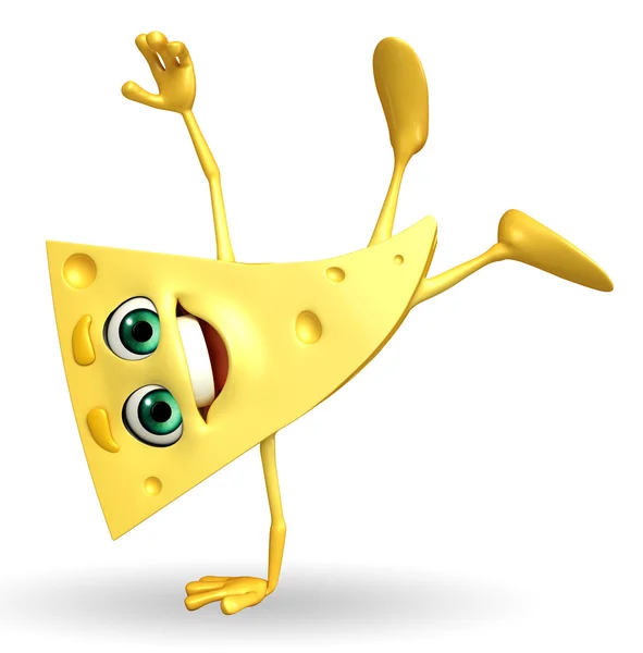 Peynir karakter el ayakta poz ile — Stok fotoğraf