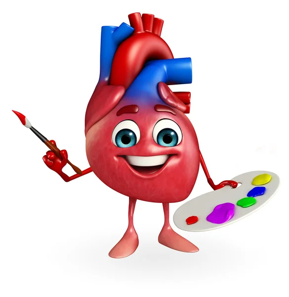 Heart character with color plate — Stock Photo, Image