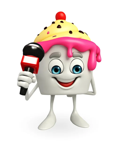 Ice Cream character with mike — Stock Photo, Image