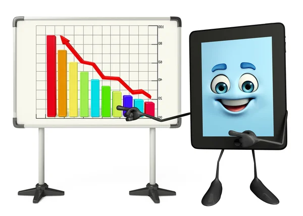 Tab Character with business graph — Stock Photo, Image