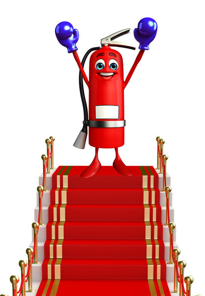 Fire Extinguisher character with red carpet